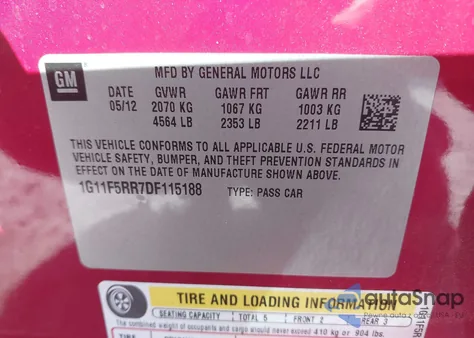 2013 Chevrolet Malibu Eco Premium Audio from USA, damaged, VIN 1G11F5RR7DF115188